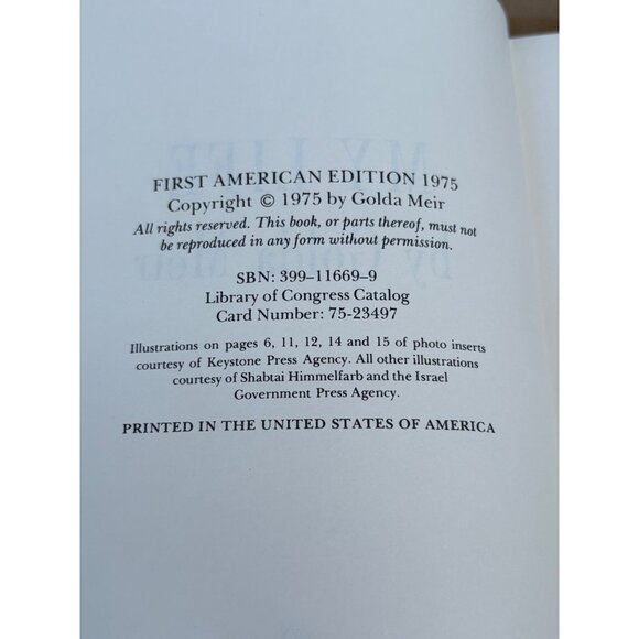 My Life By Golda Meir Hardcover Biography Book 1975 First American Edition - Picture 11 of 16